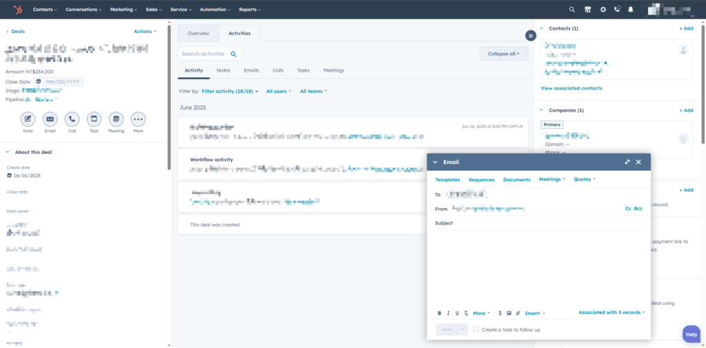 2024 年 hubspot Sales hub 介紹 4 Deal activity