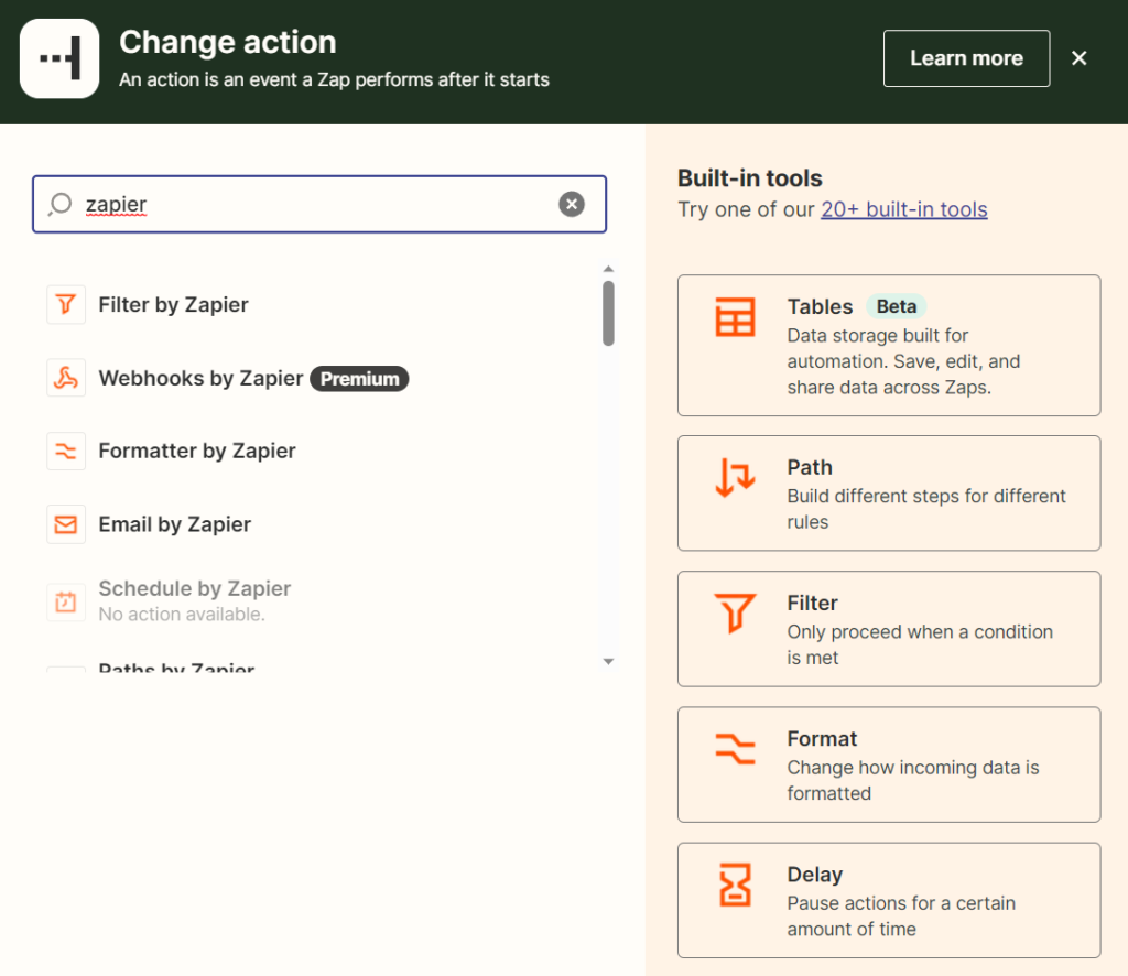 透過 Zapier 實現自動化:介紹、功能和使用案例 5 這堆 Zapier 原生的項目許多都要付費才能使用
