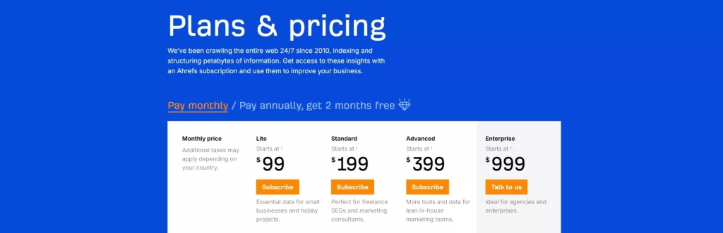 ahrefs 教學指南:5 種主要功能全解析 2 ahrefs price table