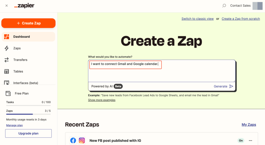 EP.2 Zapier - Gmail 與 Google calendar 串聯,加強工作效率 2 I want to connect Gmail and Google calendar by zapier