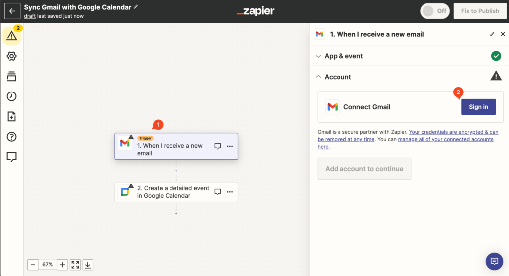 EP.2 Zapier - Gmail 與 Google calendar 串聯,加強工作效率 7 登入 Gmail_Zapier