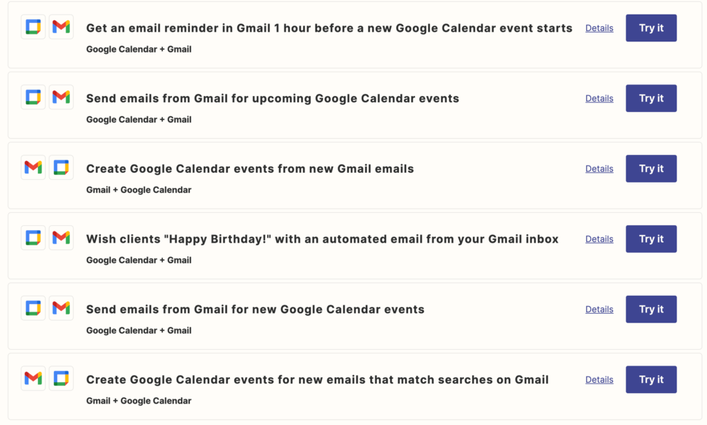EP.2 Zapier - Gmail 與 Google calendar 串聯,加強工作效率 6 Gmail and Google calendar template