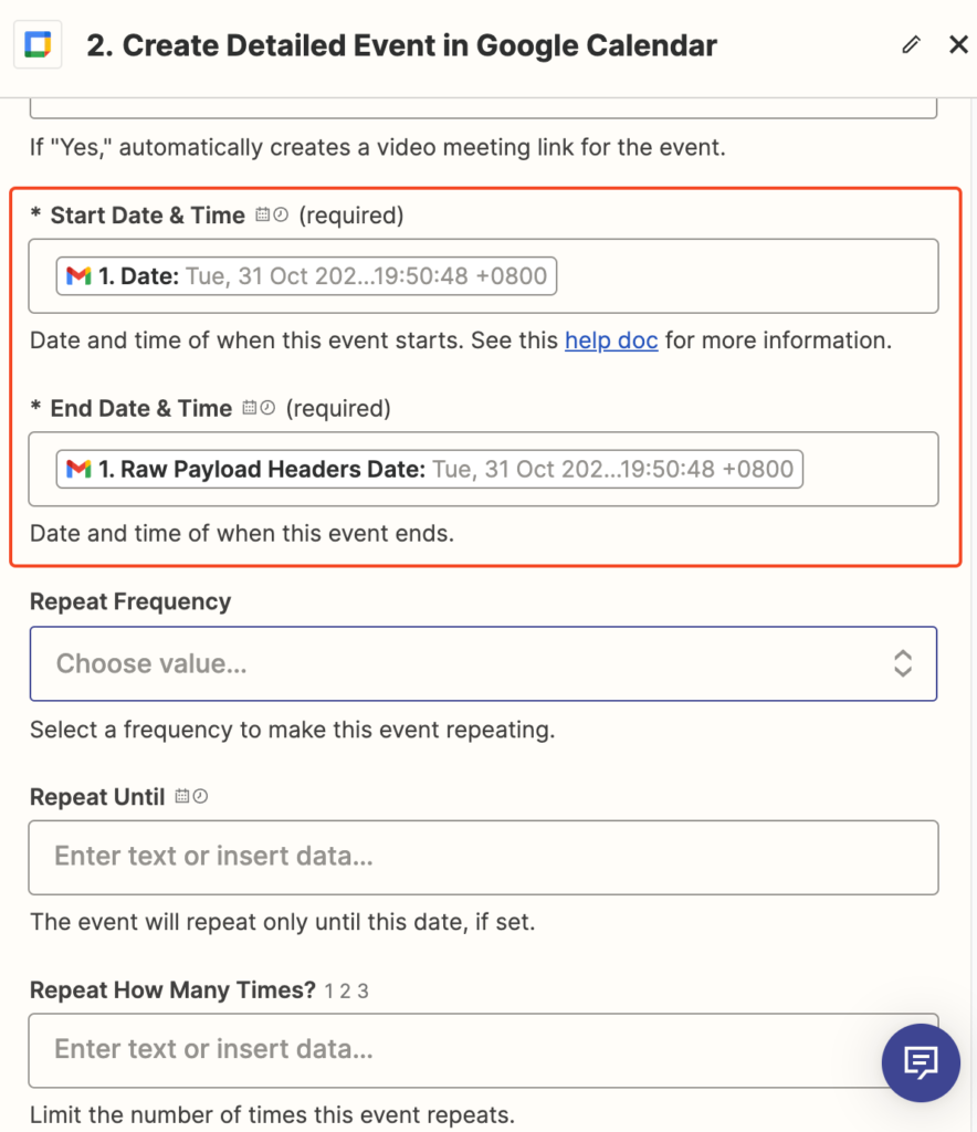 EP.2 Zapier - Gmail 與 Google calendar 串聯,加強工作效率 19 zapier date setting