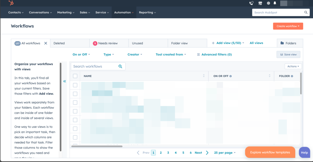 建立 Hubspot Workflow:工作自動化的重要性 2 hubspot all workflow 共做了 137 個