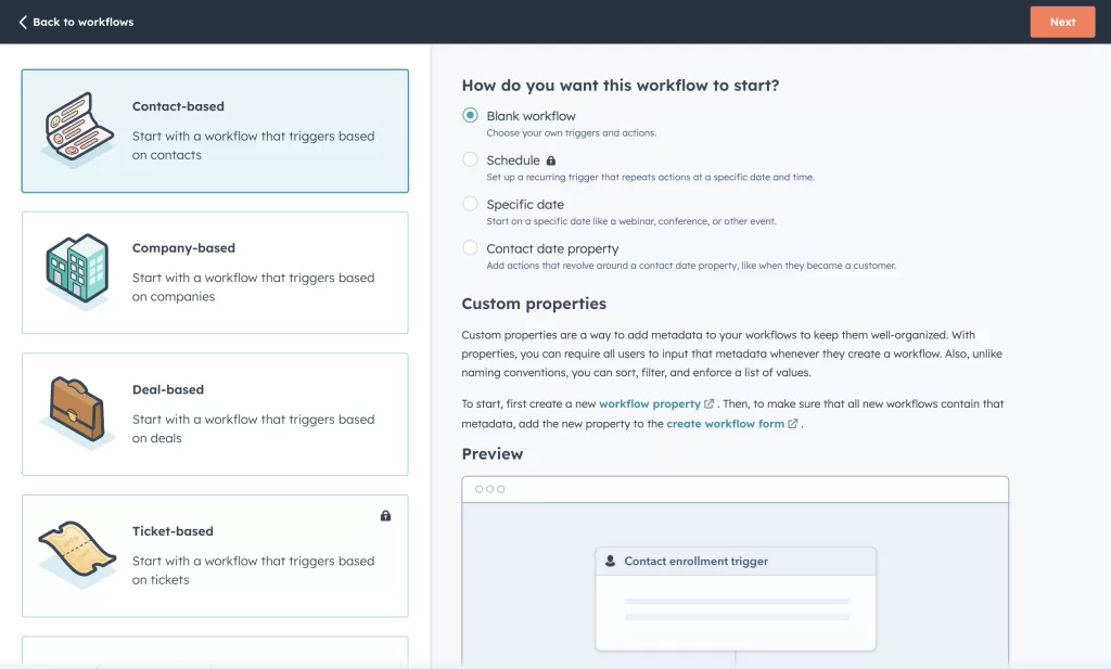 建立 Hubspot Workflow:工作自動化的重要性 3 Create scratch workflow HubSpot
