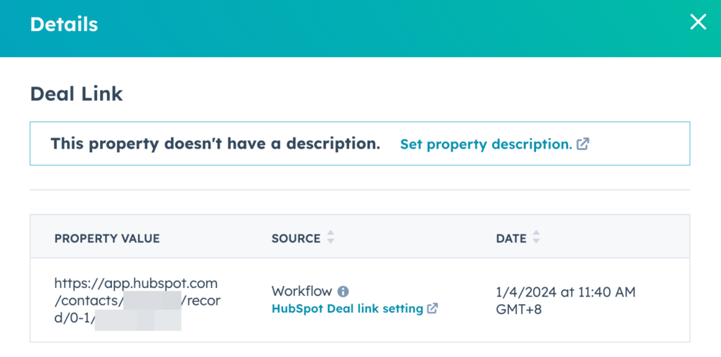 建立 Hubspot Workflow:工作自動化的重要性 9 Property details