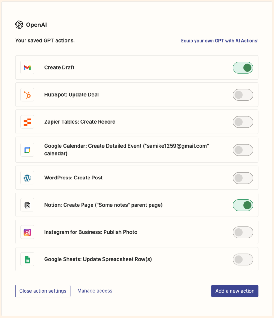 EP.3 Zapier – 如何在 ChatGPT 上進行自動化任務:安裝指南 13 zapier 每個 action 都先設置好